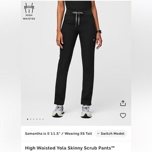 Black High Waisted Skinny Scrub Pants